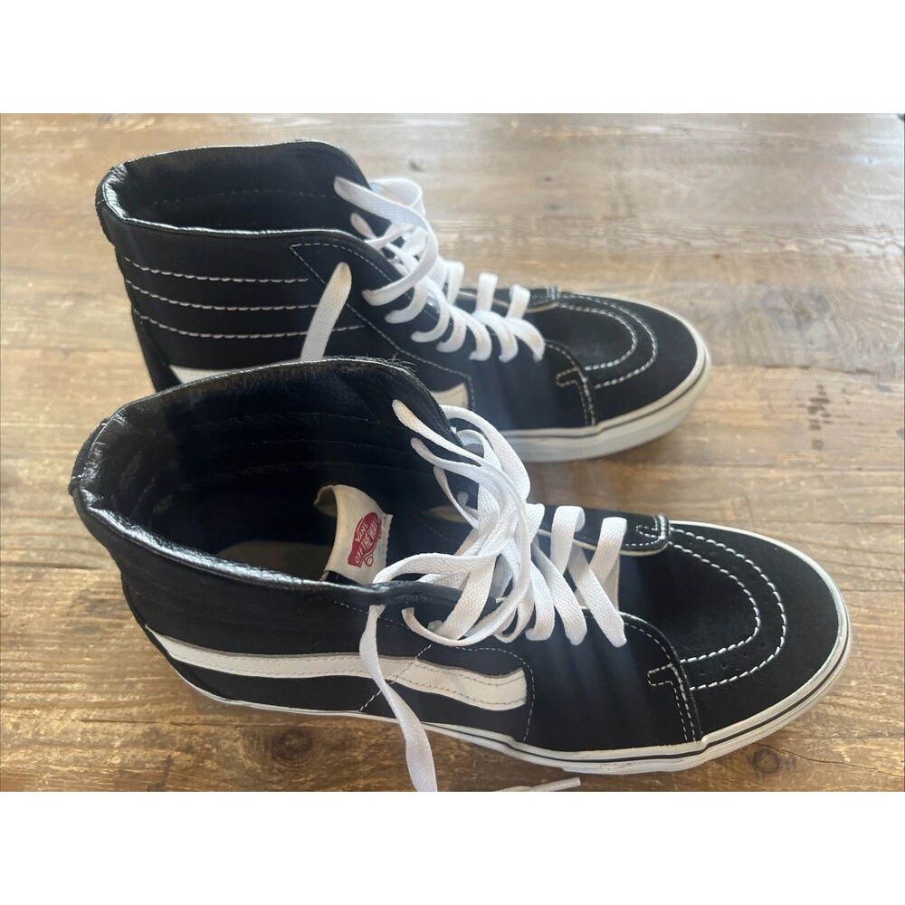 Vans Sk8-Hi Skateboard Sneakers Mens Sz 9 Black White Suede High Top 721356